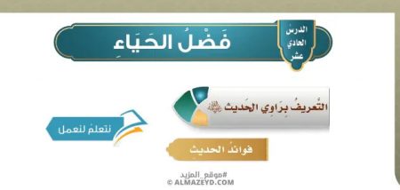 تلخيص وحل أسئلة درس «فضل الحياء» حديث - خامس ابتدائي «سعودي» فـ٣